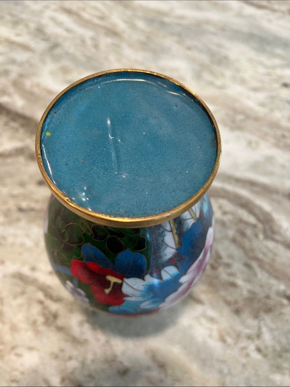 Cloisonné Floral Accent Vase - Green Multi - Picture 3 of 5